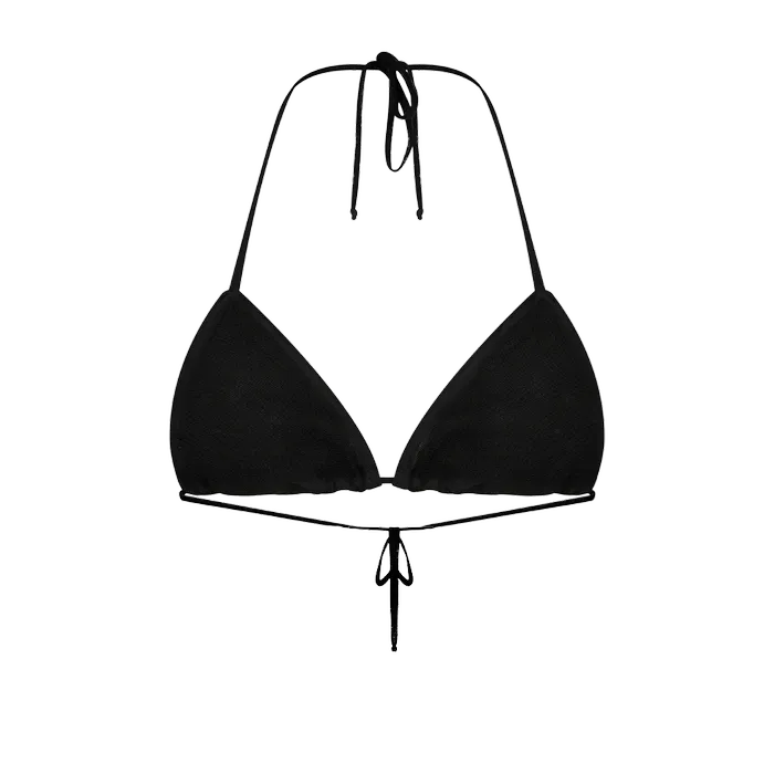 Tan-through bikini tops for beach wear.